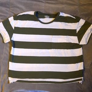 White and green stiped t-shirt